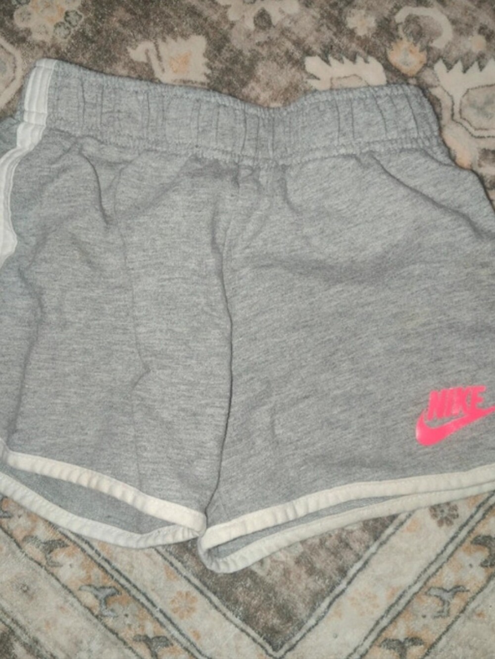 Nike Grey Kids Athletic Shorts with Pink Logo